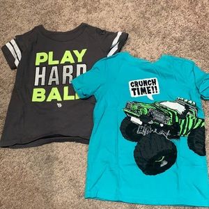 Set of two boys shirts, gray one is size 8 and the teal one is size 10